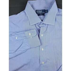 Polo Ralph Lauren Regent Custom Fit Button Front Shirt Mens 17 1/2 32-33 Blue